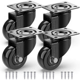 GBL 2" Heavy Duty Caster Wheels Without Brakes + Screws - up to 440Lbs - Set of 4 No Floor Marks Silent Castor for Furniture - Rubbered Trolley or Pallet Swivel Wheels - Black Casters GBL