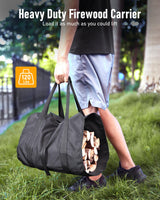 Brightown Firewood Rack Indoor with Log Carrier, 34inch Outdoor Wood Rack for Firewood,Fire Wood Storage with Kindling Hooks, Adjustable Pads, Heavy Brightown