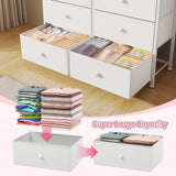 Bepatio Dresser for Bedroom with 12 Drawers Tall Dressers for Bedroom Fabric Dressers & Chest of Drawers with Sturdy Metal Frame, Wood Top, for Girls, Closet, 40.6" W x 11.8" D x 44.5" H (White) Bepatio