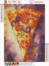 pigpigboss Pizza Diamond Painting Kit, 5D Full Round Drill Fruit Pizza Picture Gem Diamond Art Dots for Adult Beginner Home Kitchen Wall Holiday Decor (12 X 16 Inches) pigpigboss