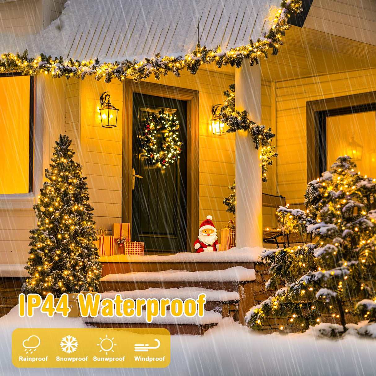 POTIVE Connectable Warm White Christmas Lights Outdoor, 173ft 500 LED Led Christmas String Lights Indoor Plug in, 8 Modes Christmas Tree Lights Green Wire for Outside POTIVE