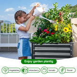 Land Guard Galvanized Raised Garden Bed with Legs, 48×24×32in Large Metal Elevated Raised Planter Box with Drainage Holes for Backyard, Patio, Balcony, 400lb Capacity(Grey)…… Land Guard