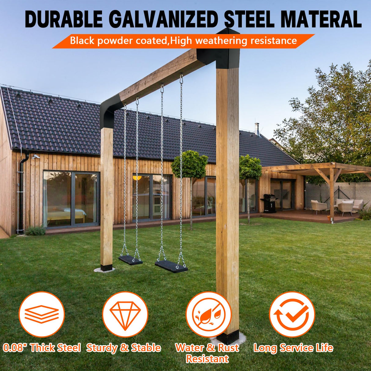 ITeVe.GD Pergola DIY Bracket Kits,2-Way "L" Shaped Corner Brackets for 4" x 4"(Actual:3.5" x 3.5") Lumber for Outdoor Pergola,Proch,Log Cabin W/Hardware - 1Pack ITeVe.GD