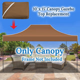 BenefitUSA 15'x10' Pop Up Canopy Top Canopy Tent Replacement Top Gazebo Tent Cover (Brown) BenefitUSA