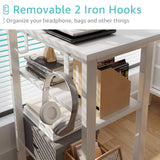 Lufeiya White Computer Desk with Drawers & Storage Shelves, 47 Inch Study Work Writing Desk for Home Office Bedroom, Simple Modern Cute PC Desks Table, White Lufeiya