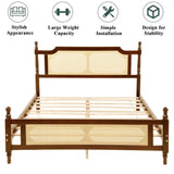 MoproBeti Queen Bed Frame with Rattan Headboard and Footboard, Rubber Wood Platform Bed Frame with Large Under Bed Storage,Boho and Mid Century Style, No Box Spring Needed, Easy Assembly,Walnut MoproBeti