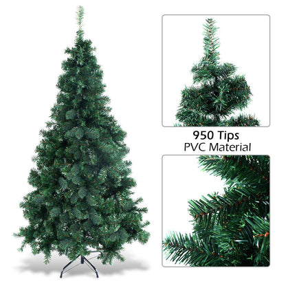 COSTWAY 7Ft Artificial PVC Christmas Tree W/Stand Holiday Season Indoor Outdoor Green