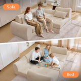 MAXMAXX 102" Cloud Sofa, 4-in-1 Folding Sofa Bed, Floor-Standing Boneless Couch, Futon Sofa Bed for Living Room, Bedroom and Entertainment Room (Beige) MAXMXX