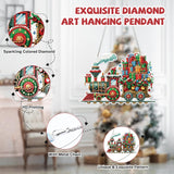 Bowetile Christmas Train Diamond Art Hanging Kits for Adults Kids, Diamond Art Suncatchers, 5D Special Shape Diamond Painting Pendant Window Ornament Christmas Gifts for Home Door Wall Decor Bowetile