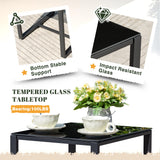 Devoko PP Patio Furniture Set 3 Piece All Weather Outdoor Rocking Chairs with Cushions and Coffee Table for Bistro Balcony Porch (Black) Devoko