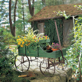 Collections Etc Amish Wagon Decorative Indoor/Outdoor Garden Backyard Planter, Green Collections Etc