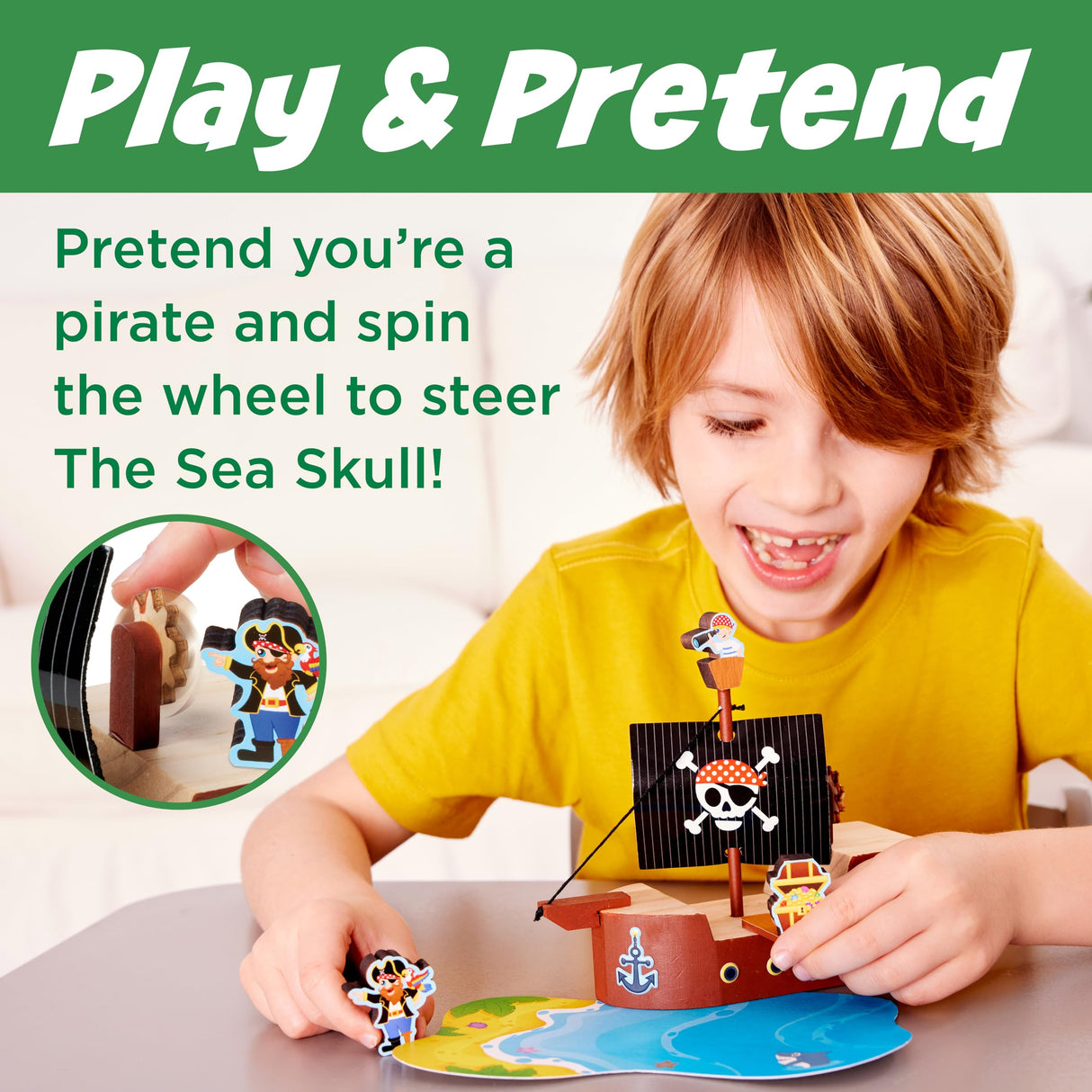 Creativity for Kids Buildeez! Easy Wooden Model Set: Pirate Ship, Sea Skull - DIY Arts & Crafts Kit, STEM Toys and Gift for Kids, Boat Toys for Boys (Ages 5+) Creativity for Kids