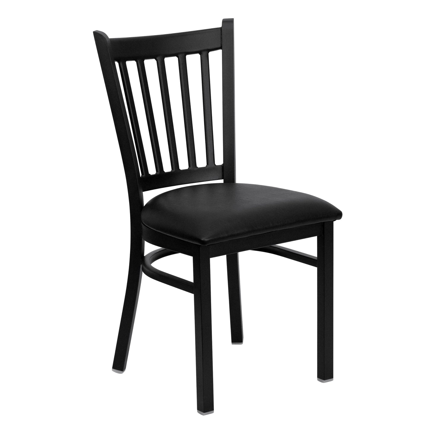 Flash Furniture HERCULES Series Black Vertical Back Metal Restaurant Chair - Black Vinyl Seat - WoodArtSupply