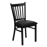 Flash Furniture HERCULES Series Black Vertical Back Metal Restaurant Chair - Black Vinyl Seat Flash Furniture