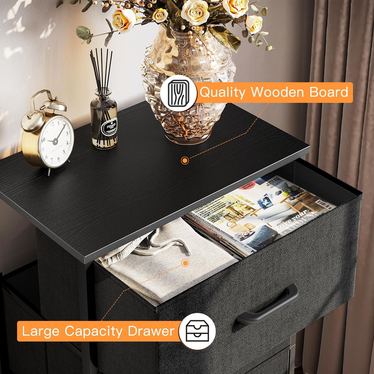 ODK Dresser for Bedroom with 4 Storage Drawers, Small Dresser Chest of Drawers Fabric Dresser with Sturdy Steel Frame, Dresser for Closet with Wood Top, Black - WoodArtSupply