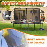 JELENS Trampoline 8FT 10FT 12FT 14FT 16FT, Recreational Trampolines with Enclosure Net and Ladder, Outdoor Anti-Rust Trampolines for Kids and Adults, ASTM (Black, 12FT) JELENS