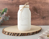 Rustic White Mason Jar Centerpiece – 32 oz Hand-Painted Quart Jar for Weddings, Baby Showers, Bridal Showers, Farmhouse Table Decor (White Jar - No Flowers) Viva's Flower Shop
