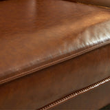 Mid-Century 3-Seater Leather Sofa with Removable Backrest and Cushions, Vintage Modern Lounge Couch for Office, Apartment, Living Room, Bedroom, with Sturdy Metal Legs - 86.61 Inches, Brown NessCarsti