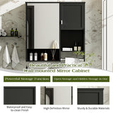 Virubi Modern Bathroom Medicine Cabinet, Bathroom Wall Storage Cabinet with Mirror, Over The Toilet Space Saver Cabinet with Towels Bar (Black) Virubi