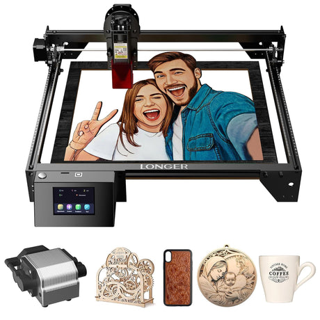 Ray5 10W Laser Engraver with Air Assist, 3.5" Touch Screen Laser Engraver Machine, Speed 10000mm/min Ultra Fast Laser Engraving and Cutting Machine, Laser Engraver for Wood Metal Acrylic Glass COCONUT 3D