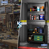 GLADIW Metal Storage Cabinet with Wheels, Steel Storage Cabinet with 2 Drawers and 2 Adjustable Shelves for Homes, Offices, Kitchens, Schools and Pantries GLADIW