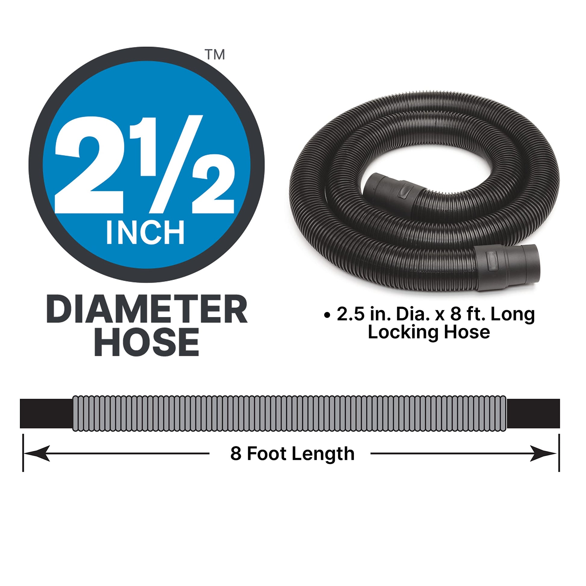 Shop-Vac 8251205 Wet Dry Utility Vacuum with SVX2 Motor Technology, 12 Gallon, 2.5 Inch Diameter x 8 Foot Hose, 140 CFM, (1 Pack) - WoodArtSupply