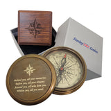Personalized Compass Engraved | Gift for Baptism, Confirmation, Graduation, Anniversary | Antique Brass Desk Compass in Wood Box for Men, Him, Son (Design My Own) Stanley London