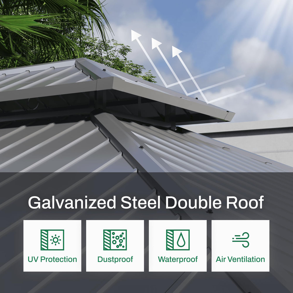 Florise 10x12 Ft Hardtop Gazebo, Heavy Duty Aluminum Frame Permanent Pavilion, Outdoor Double Roof Canopy, Curtain and Netting Included, Pergolas for Patios, Garden, Backyard, Lawns Florise