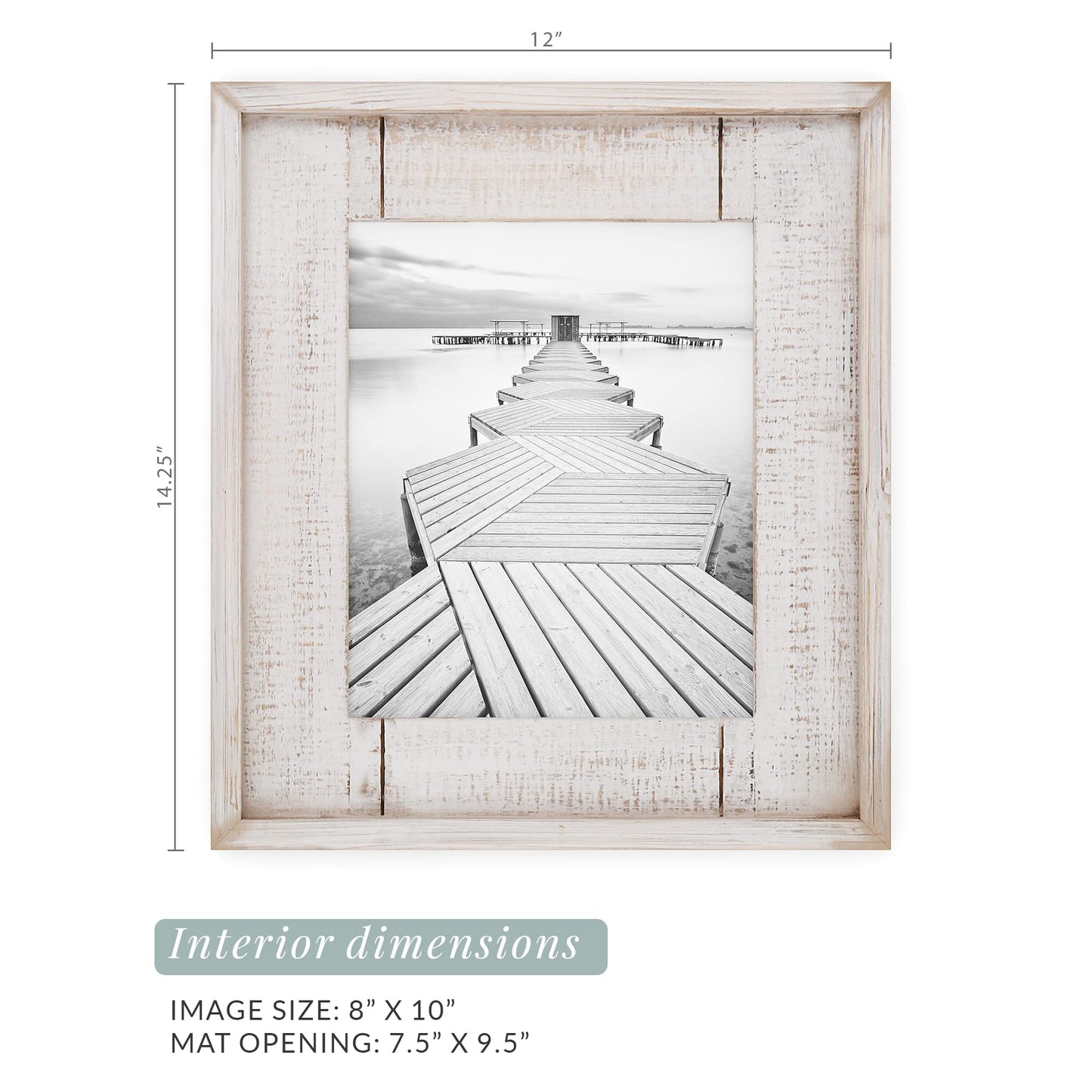 Barnyard Designs Rustic Wood Picture Frame – Farmhouse or Coastal Beach Theme Wooden Photo Frame, Distressed White (8" x 10" / 1 Frame)