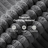 Marsail Futon Sofa Bed, Futon Couch with Adjustable Backrest & Armrests, Convertible Small Sleeper Sofa Bed for Small Apartments, Study Room, Office, Corduroy Loveseat, Dark Grey Marsail