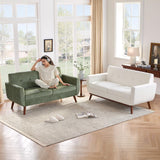 Tbfit 65" W Loveseat Sofa, Mid Century Modern Couches Love Seats for Living Room, Button Tufted Upholstered Small Couch for Bedroom, Solid and Easy to Install Love Seats Furniture, Green Tbfit