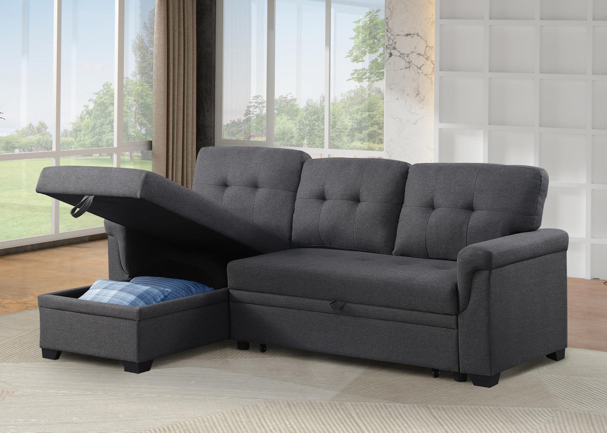 Ball & Cast L-Shape Reversible Sectional Sleeper Sofa Bed 4 in 1 Pull Out Couch with Storage Chaise & Removable Back Cushions,Convertible Sleeper Corner Couch Pull Out Sofa Bed for Living Room,Office Ball & Cast
