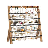 Emfogo Earring Holder Organizer, 6 Tier Earring Display Stand with 285 Holes & 6 Bracelet Rods, Rustic Wood Jewelry Organizer for Earring Bracelet Necklace Ring, Gifts for Women (Rustic) Emfogo