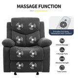 Sftaiyou Manual Rocker Recliner Massage Chair for Adults,Overstuffed Glider Rocking Recliner Fabric Chair for Living Room,Upholstered Soft Reclining Chair with Side Pocket (Dark Grey) Sftaiyou