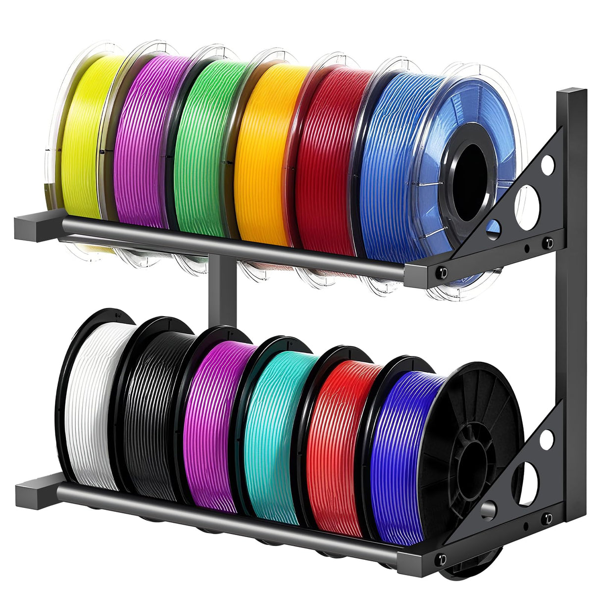 3D Filament Rack Wall Mount, Desktop 3D Printer Filament Storage, Rolling 3D Filament Holders Racks, 2-Tier Heavy Duty Metal Shelf for TPU/PLA/ABS Karuikev
