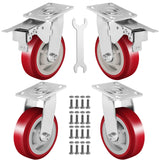 Castrek 6 Inch Heavy Duty Casters Set of 4, Lockable Plate Caster Wheels with Brakes Scratch Resistant & 360 Degree Rotatable, 6000 lbs Load Capacity - Ideal for Any Floor (2 x Swivel & 2 x Brakes) Castrek