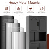 Kubohogar 75" Tall Kitchen Pantry Storage Cabinet, Metal Storage Cabinets with 4 Doors and Adjustable Shelves, Black Kitchen Hutch Cabinet with Microwave Stand, Large Cupboard for Dining Living Room Kubohogar