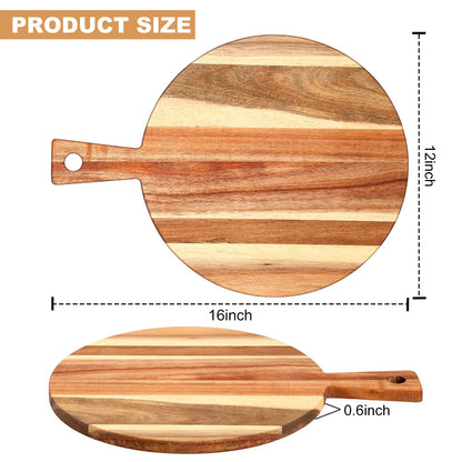 Uiifan 3 Pcs Acacia Wood Cutting Board with Handle Wooden Chopping Board Charcuterie Boards Assorted Size Serving Board Butcher Block Serving Tray for Cheese Pizza, 16 x 12 In, 17 x 7 In, 16  - WoodArtSupply