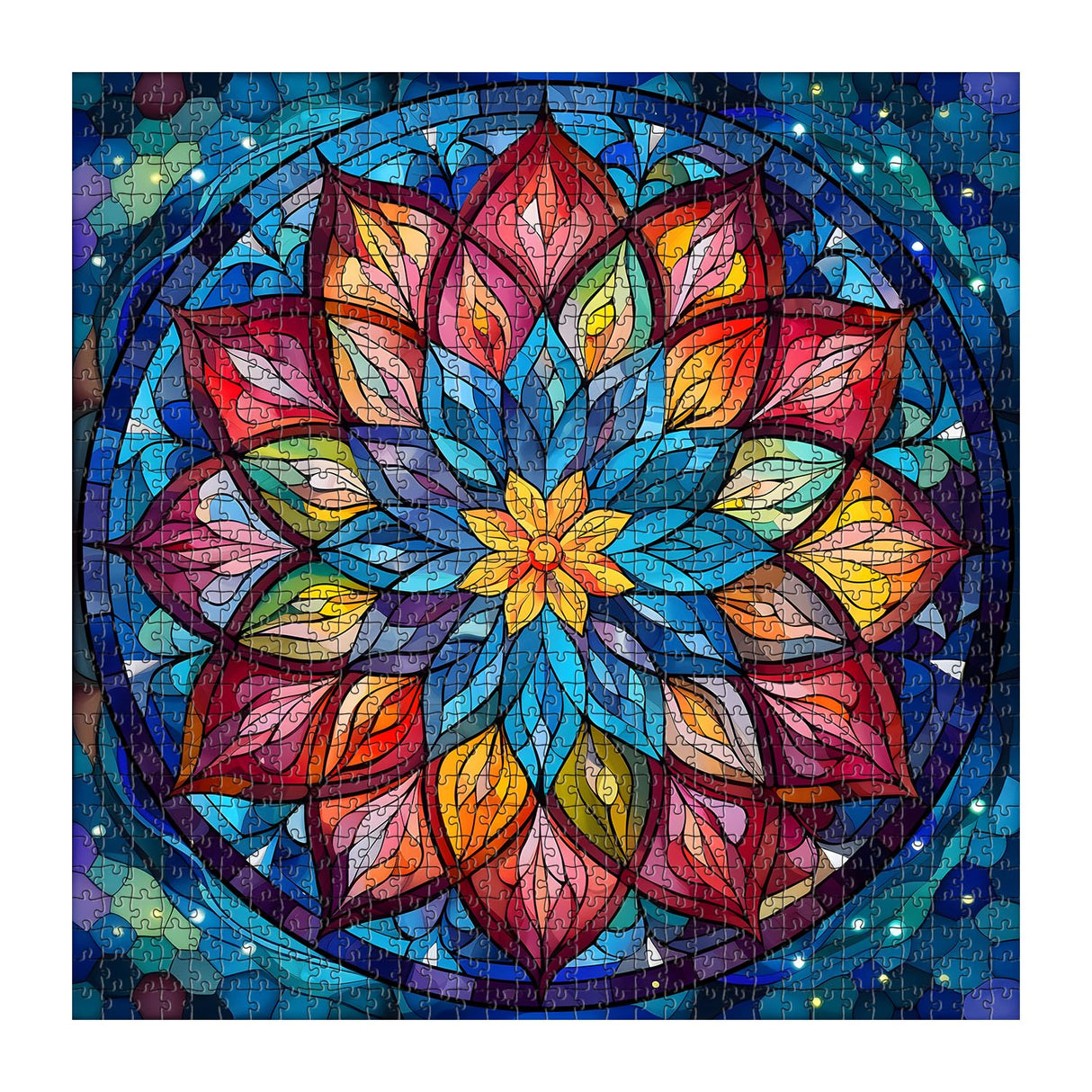 Stained Glass Puzzle Mandala Puzzle for Adults 1000 Pieces, Colorful Mandala Flower Puzzle Art, Impossible Hard Difficult Challenging Jigsaw Puzzles for Adults PICKFORU