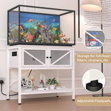 Avolander 40-50 Gallon Fish Tank Stand, Aquarium Stand with Power Outlets & LED Light, Cabinet for Fish Tank Accessories Storage, Heavy Duty Metal Frame, 760LBS Capacity, White Avolander