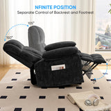 PUREMIND Power Lift Recliner Chair for Elderly, Dual Motor Electric Reclining Chairs with Massage and Heat - Velvet Fabric, Strong Support, Black PUREMIND