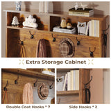 Itaar Hall Tree with Bench and Shoe Storage, 5-in-1 Entryway Bench with Coat Rack, 10 Shoe Cubbies & 9 Coat Hooks, Barn Door & Adjustable Shelf (Rustic Brown) Itaar