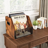 Homeiju Vinyl Record Storage, Record Box Case Crate, Vinyl Record Album Holder, Desktop Metal & Wooden LP Record Crate, Holds up to 60 Records（Patent No.D1024563 Homeiju