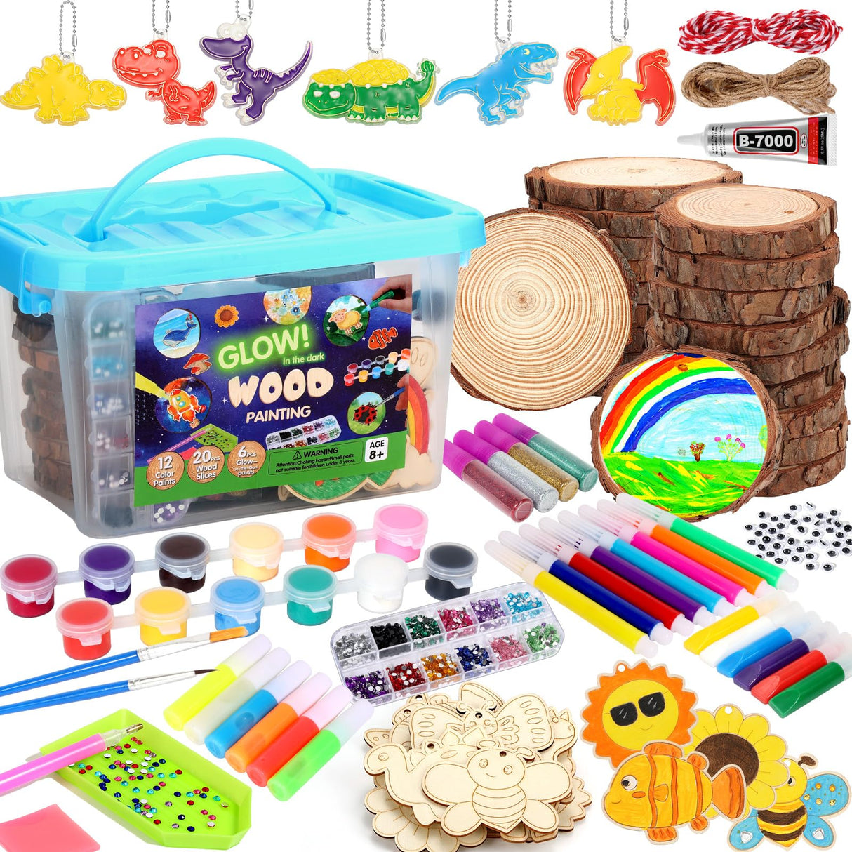 MAPVOLUT Wooden Painting Crafts Kit - Glow-in-The-Dark, Christmas Art & Craft Supplies for Kids Boy Girl Ages 8+ Christmas Birthday Party Gifts for Kids Boys Girls 8+ Years Old MAPVOLUT