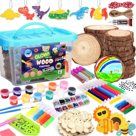 MAPVOLUT Wooden Painting Crafts Kit - Glow-in-The-Dark, Christmas Art & Craft Supplies for Kids Boy Girl Ages 8+ Christmas Birthday Party Gifts for Kids Boys Girls 8+ Years Old MAPVOLUT