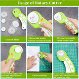 Rotary Cutter Set, Audab Self Healing Sewing Mats Rotary Cutter and Mat 45mm Rotary Fabric Cutter Set with 2 Blades Rotary Cutting Mat for Crafts Fabric Quilting Hobby (9" x 12" (A4)) Audab