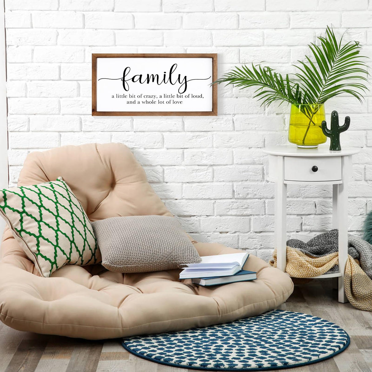 MODE HOME Family Sign for Home Decor, Farmhouse Family Wall Decor with Wood Frame for Wall, Kitchen, Living Room, Bathroom, Bedroom MODE HOME