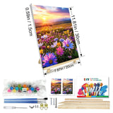 JOOZ Flowers Paint by Numbers Kit for Adults with Frame, Sunset Mountain Paint by Number with Easel, DIY Adult Paint by Number Kits on Canvas Landscape for Home Wall Decor 8 x 12 Inch JOOZ