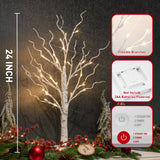 Vanthylit Christmas Tree Decorations, White Birch Tree with LED Lights- Set of 4, Warm White Small Tree Lights Battery Powered/USB, Timer Lighted Tree for Home Wedding Indoor Outdoor Decor (2 FT) Vanthylit