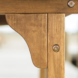 Walker Edison AZW7TXVINBR 6 Person Outdoor Wood Chevron Patio Furniture Dining Set Extendable Table Chairs All Weather Backyard Conversation Garden Poolside Balcony, 7 Piece, Brown Walker Edison